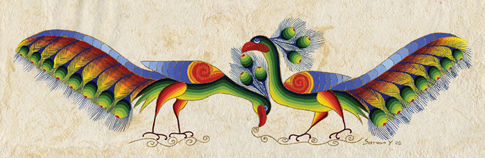 Peacocks with Elaborate Tails