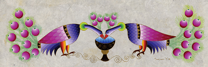 Peacocks with Ornamented Tails